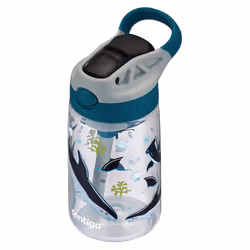 Contigo Kids Straw Water Bottle with AUTOSPOUT Lid  14oz.  White Sharks