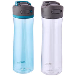 Contigo Ashland 2.0 Leak-Proof Water Bottle with Lid Lock and Angled Straw  Dishwasher Safe  Interchangeable Lid  Pack of 2  24oz  Juniper/Sake
