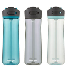 Contigo Ashland 2.0 Leak-Proof & Dishwasher-Safe Water Bottle  Lid Locked & Angled Straw Feature  Interchangeable Lid  24oz 3-Pack  Colors: Juniper/Sa