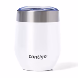 contigo River North Stainless Steel Wine Tumbler with Splash-Proof Lid, 12 Oz, Sunbeam White