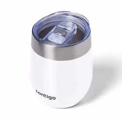 contigo River North Stainless Steel Wine Tumbler with Splash-Proof Lid, 12 Oz, Sunbeam White