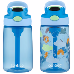 Contigo Kids Water Bottle with Redesigned AUTOSPOUT Straw 14oz 2 Pack Blue Poppy and Periwinkle Blue Poppy with Periwinkl ...