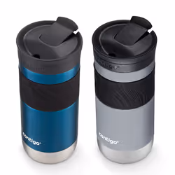 Contigo SNAPSEAL Insulated Stainless Steel Travel Mug with Grip  16oz  Blueberry Transparent Satin  Gold Morel