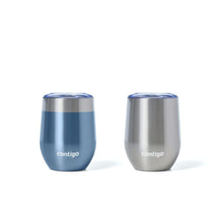 contigo River North Stainless Steel Wine Tumbler with Splash-Proof Lid, 12 Oz, 2-Pack, Dark Ice & Stainless Steel