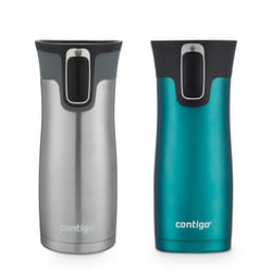 Contigo AUTOSEAL West Loop Vacuum-Insulated Stainless Steel Travel Mug with Easy-Clean Lid  16oz.  2 Pack  Spirulina  Stainless Steel