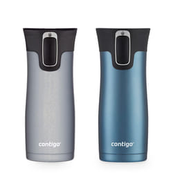 Contigo AUTOSEAL West Loop Vacuum-Insulated Stainless Steel Travel Mug with Easy-Clean Lid  16oz.  2 Pack  Dark Ice  Gold Morel