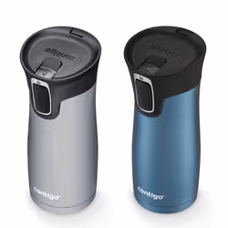 Contigo AUTOSEAL West Loop Vacuum-Insulated Stainless Steel Travel Mug with Easy-Clean Lid  16oz.  2 Pack  Dark Ice  Gold Morel