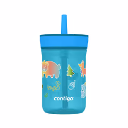 Contigo Kids Leighton Straw Tumbler with Spill-Proof Leak-Proof Lid  14oz  Juniper/Blue Forest