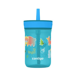 Contigo Kids Leighton Straw Tumbler with Spill-Proof Leak-Proof Lid  14oz  Juniper/Blue Forest