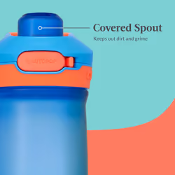 Contigo Jessie Kids Water Bottle  Leak-Proof Lid  14oz  Dishwasher-Safe  Fits Most Cup Holders  2-Pack Blue Poppy/Coral & Amethyst/Jade