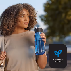 Contigo Ashland 2.0  32oz Leak-Proof Water Bottle with Interchangeable Lid  Angled Straw & Lid Lock  Blue Poppy Color  Dishwasher Safe and Suitable fo