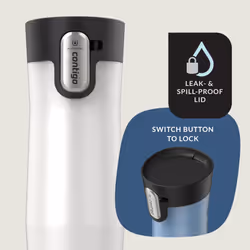 Contigo AUTOSEAL West Loop Vacuum-Insulated Stainless Steel Travel Mug with Easy-Clean Lid  16 oz  2-Pack  Salted Frosted Pearl; Glacier Frosted Pearl