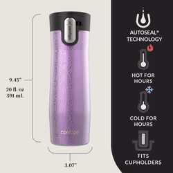 Contigo AUTOSEAL West Loop VacuumInsulated Stainless Steel Travel Mug with EasyClean Lid  20 oz  2Pack  Crystal Pansy Crysta