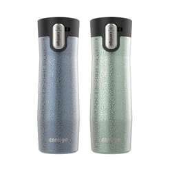 Contigo AUTOSEAL West Loop Vacuum-Insulated Stainless Steel Travel Mug with Easy-Clean Lid  20 oz  2 pack  Crystal Lakeside; Crystal Agave