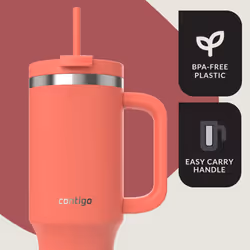 Contigo Streeterville 40oz Tumbler  Stainless Steel Vacuum Insulated  Leak-Proof  Cold for 29 Hours  Coral