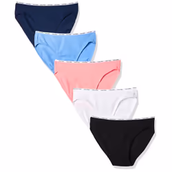Calvin Klein Women's Signature Cotton Logo Stretch Bikini Panties  5-Pack  Black/White/Genie/Tender/Coastal  Small