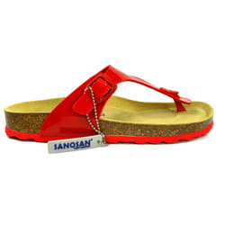 Sanosan Geneve Lacquered Red Womens Designer Thong Sandals - 7