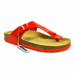 Sanosan Geneve Lacquered Red Womens Designer Thong Sandals - 7