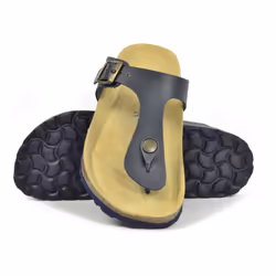Sanosan Geneve Leather Black Womens Designer Thong Sandals - 6