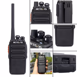 Retevis RT24 Walkie Talkies PMR446 License-free Two Way Radio 16 Channels Scan TOT with USB Charger and Earpieces (Black, 2 Pairs)