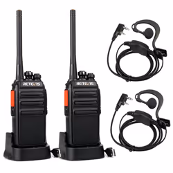 Retevis RT24 Walkie Talkies PMR446 License-free Two Way Radio 16 Channels Scan TOT with USB Charger and Earpieces (Black, 1 P ...