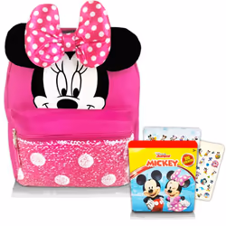 Disney Minnie Mouse Backpack for Girls Toddlers Kids ~ Bundle Includes 12"""" Minnie Preschool Toddler Backpack with Ears Bo ...
