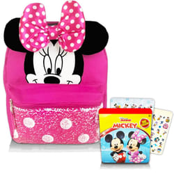 Disney Minnie Mouse Backpack for Girls Toddlers Kids ~ Bundle Includes 12"""" Minnie Preschool Toddler Backpack with Ears  Bow and Magic Rever