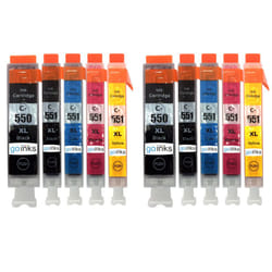 Compatible 2 Go Inks Set of 5 Ink Cartridges to replace Canon PGI-550 & CLI-551  / non-OEM for PIXMA Printers (10 Pack)