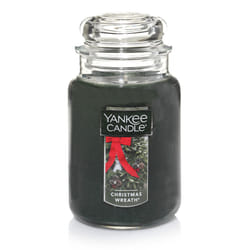 Yankee Candle Christmas Wreath Scented  Classic 22oz Large Jar Single Wick Candle  Over 110 Hours of Burn Time