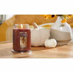 Yankee Candle Autumn Wreath Scented  Classic 22oz Large Jar Single Wick Aromatherapy Candle  Over 110 Hours of Burn Time  Fall Fragrance  Perfect for