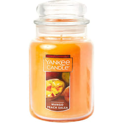 Yankee Candle Mango Peach Salsa Scented  Classic 22oz Large Jar Single Wick Candle  Over 110 Hours of Burn Time