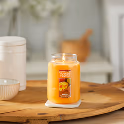 Yankee Candle Mango Peach Salsa Scented  Classic 22oz Large Jar Single Wick Candle  Over 110 Hours of Burn Time