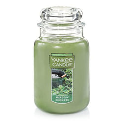 Yankee Candle Meadow Showers Scented  Classic 22oz Large Jar Single Wick Candle  Over 110 Hours of Burn Time  Green