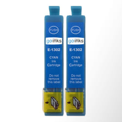 Compatible 2 Go Inks Cyan Ink Cartridges to replace Epson T1302  / non-OEM for Epson Stlyus & Workforce Printers