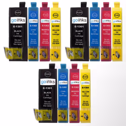 Compatible 3 Go Inks Set of 4 Ink Cartridges to replace Epson T1306  / non-OEM for Epson Stlyus & Workforce Printers (12 Inks ...