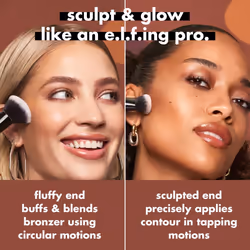 Camo Liquid Bronzer & Contour Duo Brush, Dual-Ended Face Makeup Brush, For a Sun-Kissed, Sculpted Complexion, Synthetic Bristles, Vegan & Cruelty-Free