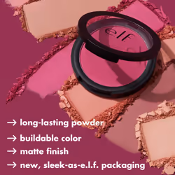 e.l.f. Primer-Infused Matte Blush  Long-Lasting  Lightweight & Buildable Powder Blush  Delivers A Matte Finish  Vegan & Cruelty-Free  Always Vibrant