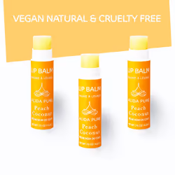 ALIDA PURE Peach Coconut Lip Balm Collection  Vegan Lip Balm Set  Lip Balm  Beeswax Free  with Avocado Oil  Organic Jojoba Oil  and Vitamin E  Natural