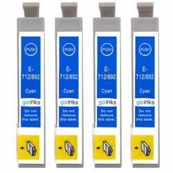 Compatible 4 Go Inks Cyan Ink Cartridges to replace Epson T0712 / non-OEM for Epson Stylus Printers