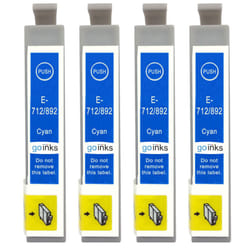 Compatible 4 Go Inks Cyan Ink Cartridges to replace Epson T0712  / non-OEM for Epson Stylus Printers
