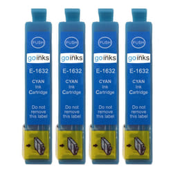 Compatible 4 Go Inks Cyan Ink Cartridges to replace Epson T1632 (16XL Series)  / non-OEM for Epson Workforce Printers
