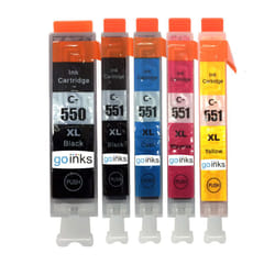 Compatible 1 Go Inks Set of 5 Ink Cartridges to replace Canon PGI-550 & CLI-551  / non-OEM for PIXMA Printers (5 Pack)