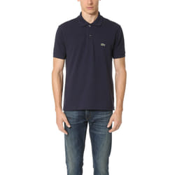 Lacoste Mens Short Sleeve L.12.12 Pique Polo Shirt  Navy Blue  M