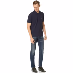 Lacoste Mens Short Sleeve L.12.12 Pique Polo Shirt  Navy Blue  M
