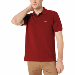 Lacoste Mens Short Sleeve L.12.12 Pique Polo Shirt Bordeaux Red L