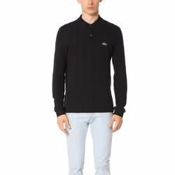 Lacoste mens Classic Long Sleeve Pique Polo Shirt Black Small US