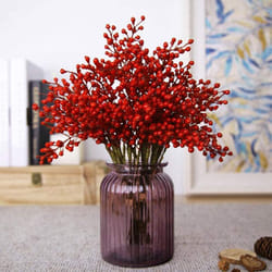 efivs arts Artificial Red Berry 8 Pack Holly Christmas Berries Stems for Christmas Tree Decorations  Crafts  Holiday and Home Decor (red)
