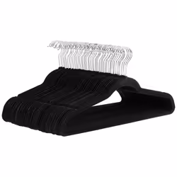 Amazon Basics Slim Velvet NonSlip Suit Clothes Hangers BlackSilver Pack of 50