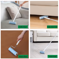UNIKON 802 Lint Roller Sticky Roller Pet Hair Roller  Long Handle Sticky Mop With 4-Foot Extendable Handle 30 Sheets Roller