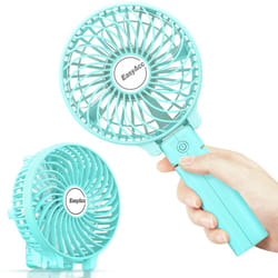 Handheld Electric USB Fans Mini Portable Outdoor Fan with Rechargeable Battery Foldable Handle Desktop for Home and Travel - Green